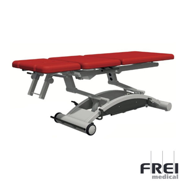 Table de massage électrique trois plans pour kiné de couleur rouge Frei medical