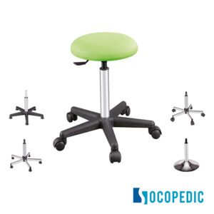 Tabouret sur roulettes de couleur vert pour kiné de marque Socopedic