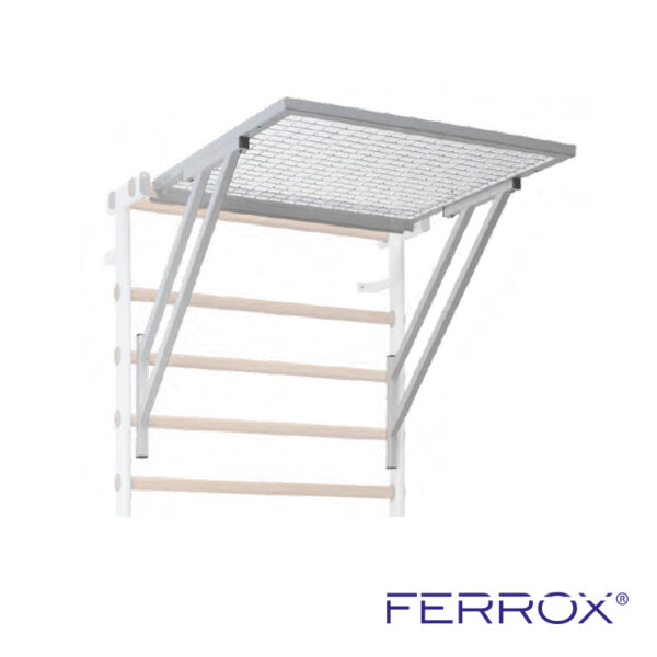 Etagère grillagée en métal à fixer sur un espalier utilisé en rééducation par les kinés de marque FERROX